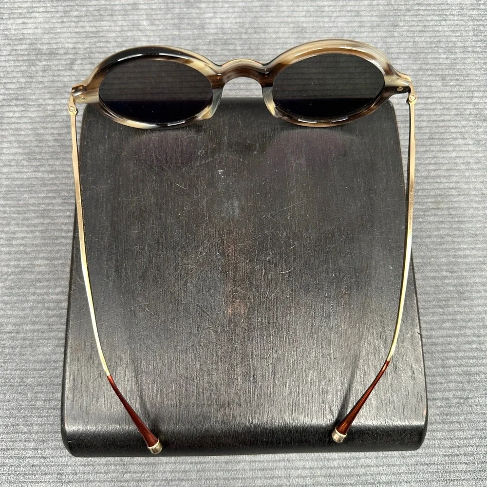 PAEO Los Angeles Mulholland 62 Round Horn Sunglasses Brown Gold 47-22-140